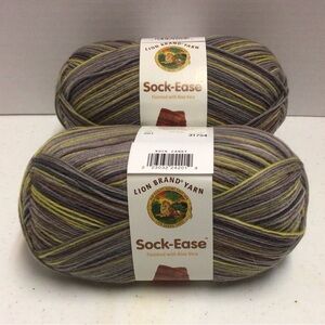 Lion Brand Sock-Ease “Rock Candy” Variegated Gray & Olive Sock Yarn